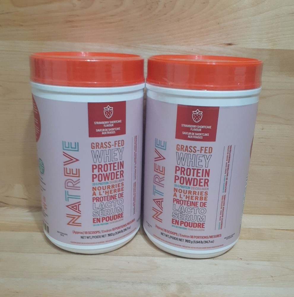 2 NATREVE New Zealand 100% Grass-Fed Whey Protein Pwdr Strawberry Shortcake 23.8