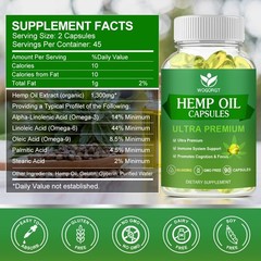 (2Pack) Hemp Oil Capsules – 60,000 Maximum Strength, 90 Count (Pack of 2)