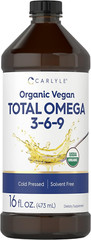 Omega 3 6 9 16 Fl Oz Cold Pressed Certified Organic, Vegan Supplement Vegetarian