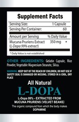 Natural Dopa 99% Extract Powder Mucuna Pruriens Seeds 60 Capsules 1 Bottle