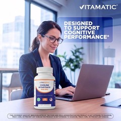 Vitamatic Choline Bitartrate 800 mg – 180 Vegetable Capsules – Made in USA