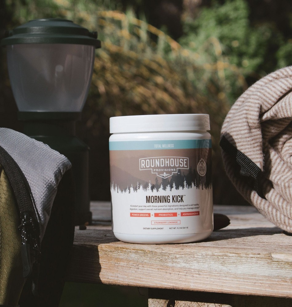 New Roundhouse Provisions Morning Kick Powder Strawberry Lemonade 9.1 OZ