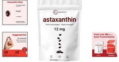 Astaxanthin 12mg Softgels with MCT Oil 120 Count Antioxidant Supplement