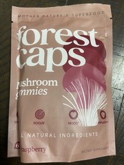 Forest Caps Mushroom Gummies Quantity 60 Wild Raspberry ~ Exp 7/27