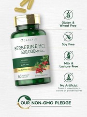 Berberine HCL 500 Mg Immune Gastrointestinal Heart Health Weight Loss, 60 Caps
