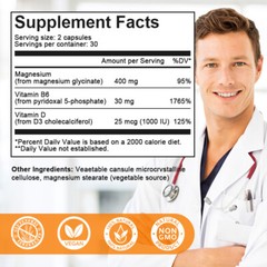 400MG Magnesium Glycinate High Absorption,Improved Sleep,Stress & Anxiety Relief