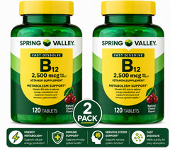 (2 PACK )Spring Valley Vitamin B12 Quick Tablets Sdpplement 2500 Mcg Cherry 120*