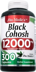 Black Cohosh 12,000 Mg Concentrated Menopause Nutritional Support, 300 Caps USA
