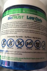 Bio Trust Low Carb 24g Clean Protein Vanilla Cream NET WT 5.3 OZ