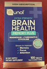 Qunol Extra Strength Brain Health Memory Plus – Focus-Memory-Energy, 100 tablets