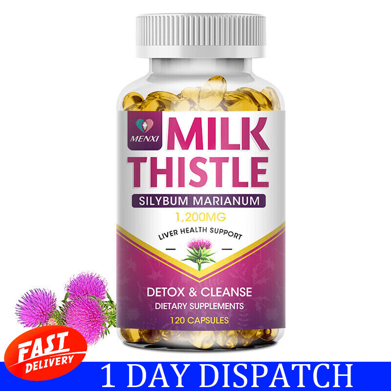 Organic Vitamin Milk Thistle Extract 120 Capsules Extra Strength Liver Cleanse