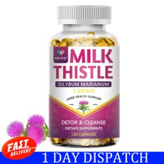 Organic Vitamin Milk Thistle Extract 120 Capsules Extra Strength Liver Cleanse