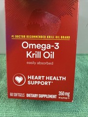 NEW MegaRed Omega-3 Krill Oil Heart Health Support 60 Softgels 01/2027 +