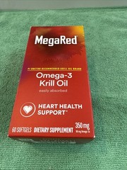 NEW MegaRed Omega-3 Krill Oil Heart Health Support 60 Softgels 01/2027 +
