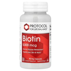 2 X Protocol for Life Balance, Biotin, 5,000 mcg, 90 Veg Capsules