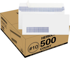 500 Pack #10 Single Left Window SELF Seal Security Envelopes, Designed for Quick