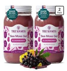 2 Jars True Sea Moss Gel Superfood Elderberry – 16 fl oz. BB: 10/26