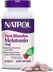 Natrol Fast Dissolve Melatonin 1mg, Sleep Support for Adults, 90 Tablets