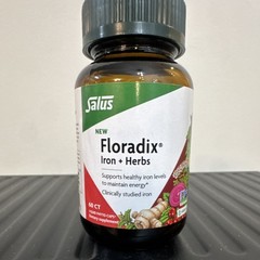 Salus Floradix Iron + Herbs Vegan Capsules Ferrous Bisglycinate 60 Count