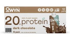 OWYN Plant-Based Protein Shake, Dark Chocolate, 20g Protein, 12 Pack Ready RTD