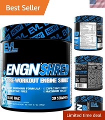 ENGN Shred Blue Raz Pre Workout Powder – Thermogenic Fat Burn Support – 9.1oz