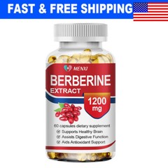 Berberine HCl 1200mg Serving,60 Capsules-Gluten Free&Non-GMO Daily Support