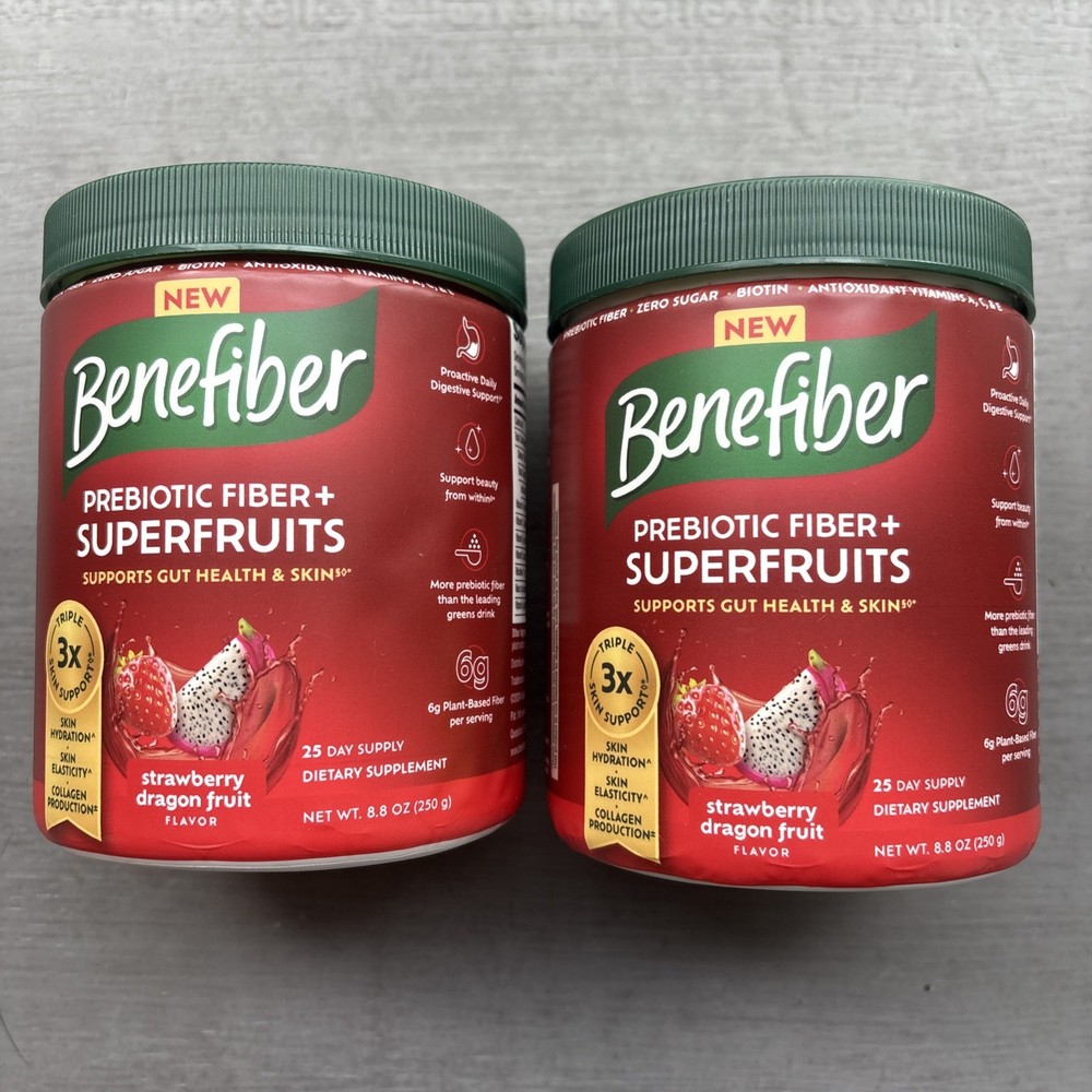 2x Benefiber Prebiotic Super Fruits Strawberry Dragon Fruit Exp 02/2027