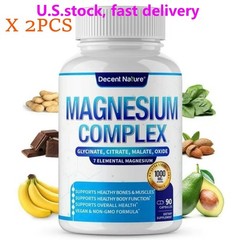 2 BOTTLES—Decent Nature Magnesium Complex1000mg-7Elemental Magnesium Capsules