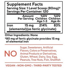 Tasteless Iron Powder for Kids & Toddlers 120 Servings Flavorless Supplement