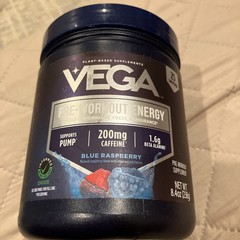 Vega Pre-Workout Energy Blue Raspberry 8.4 oz 238 g 25 Servings Best By 12/26