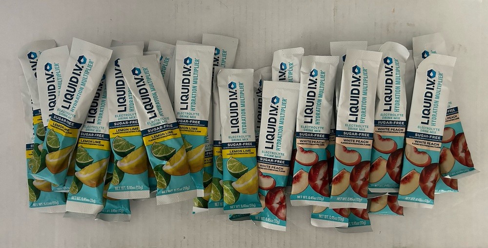 Liquid IV Sugar Free Electrolyte Drink Mix Lemon Lime & White Peach 43 Ct