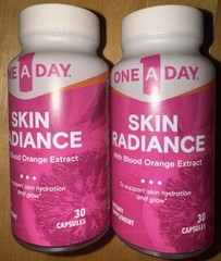 ONE A DAY SKIN RADIANCE W/ BLOOD ORANGE EXTRACT 30 CAPSULES EACH EXP 3/26 2 PACK