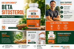 3 Bottle Beta Sitosterol 800mg Prostate Support Urinary Bladder KRK Supplements