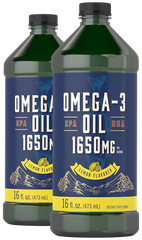 Omega 3 Fish Oil 1650mg | 32 fl oz (2 x 16oz Bottles), Lemon Flavor | by Carlyle