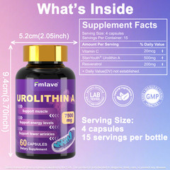 Urolithin A 500mg Healthy Aging Antioxidants Mitochondrial Mitophagy Support 60C