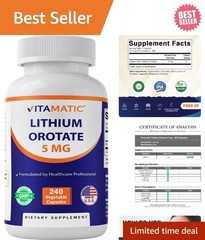 240 Non-GMO Lithium Orotate 5mg Capsules for Enhanced Cognitive Support