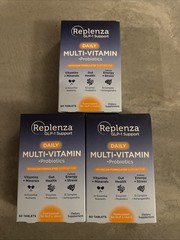 3 – Replenza Daily Multi-Vitamin Probiotics 60ct-180 Total 08/2027 NIB