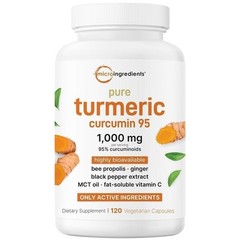 Turmeric Curcumin 95% – 1000mg with Ginger, Black Pepper, MCT – 120 Veggie Caps-