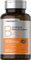 B12 Sublingual 1000 mcg | 400 Dissolvable Vitamins | Vegan Tablets | by Horbaach