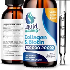 Liquid Collagen & Biotin Drops 2oz | Hair Skin Nail Support | Vanilla Flavor