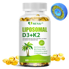 Liposomal Vitamin D3 5000 IU K2 MK7 100 mcg, Vit D and K Supplement 60 softgels