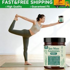 3PCS 16 in 1 Organic Sea Moss Gummy Irishmoss Extract 6000Mg Green Apple Flavor