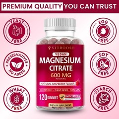 Vitboost Magnesium Citrate Gummies 600mg – 120 Count