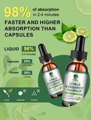 Organic Citrus Bergamot Bergamia Extract 1000 mg Liquid Drops 60ml Soursop
