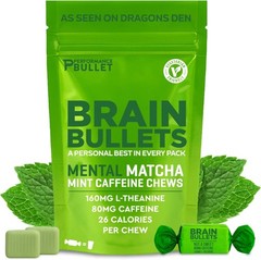 160mg L-Theanine + 80mg Caffeine Chews – Mint Matcha Flavour, Increases Produ…