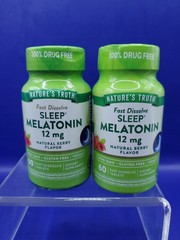 2 Pack Nature’s Truth Melatonin 12 mg Fast Dissolve Tablets 60ct Berry Exp 02/27
