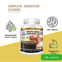 Potent Candida Cleanse Yeast support & Detox With Herbs Enzymes bio