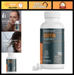 Biotin 10,000mcg for Healthy Hair, Skin & Nails – Vegetarian Non-GMO 150 Tablets
