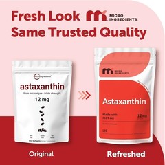 Astaxanthin 12mg Softgels with MCT Oil 120 Count Supports Antioxidant Health…