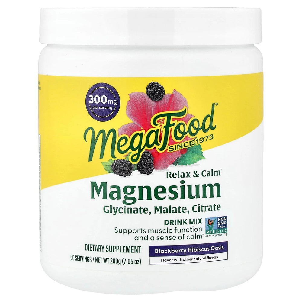 2 X MegaFood, Magnesium, Drink Mix, Blackberry Hibiscus Oasis, 7.05 oz (200 g)